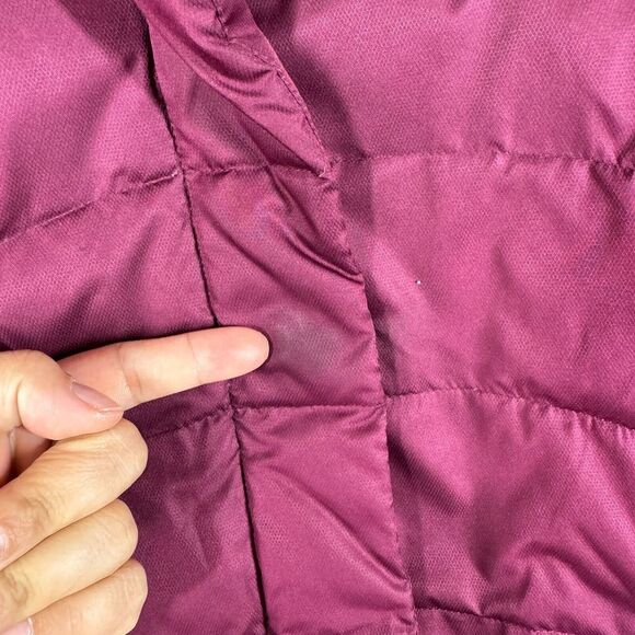 Lands' End Down Coat w/ hood Womens Large L 14-16 Red Purple - Picture 2 of 10